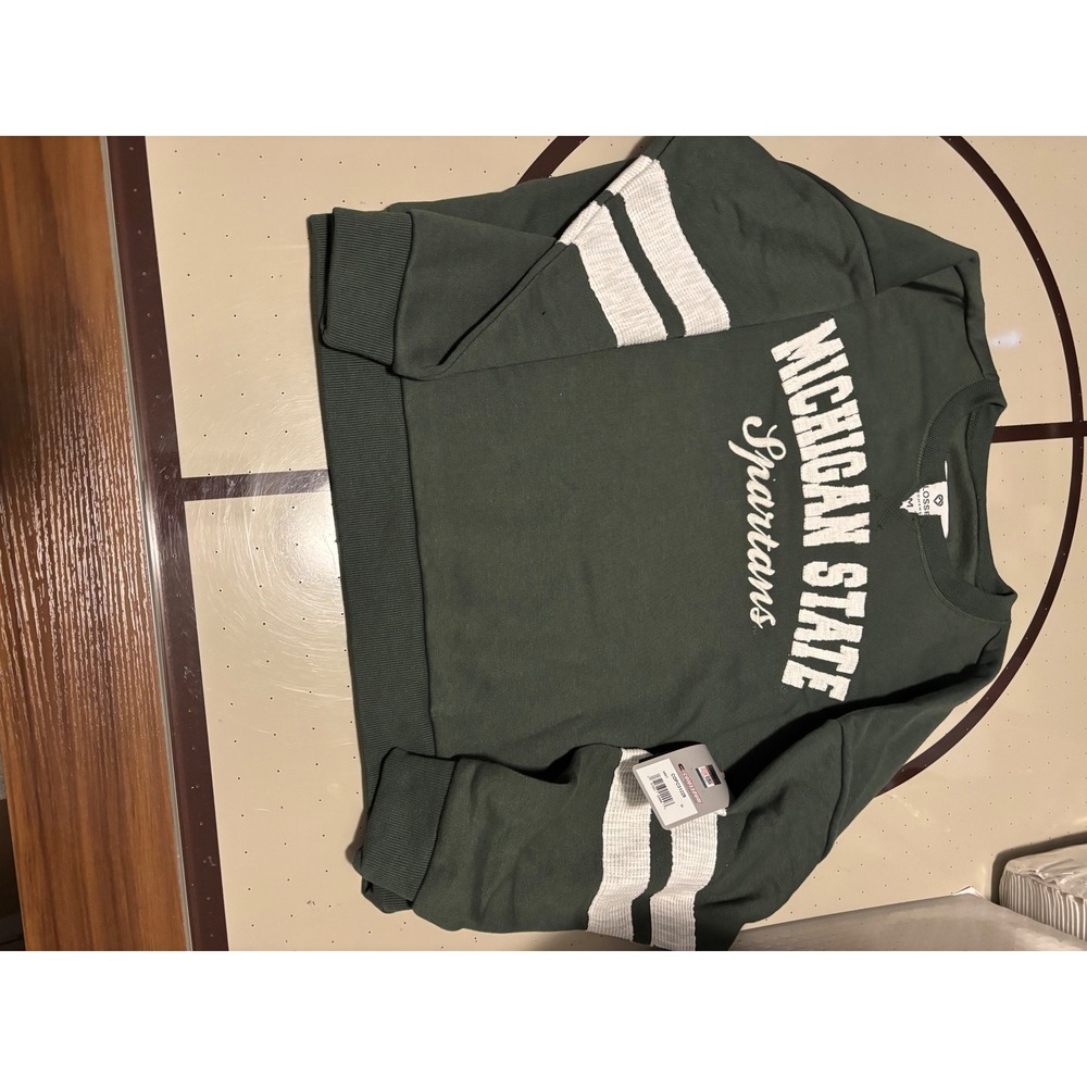 Colosseum Michigan State Spartans Womens Green Varsity Stripe Sweatshirt Medium